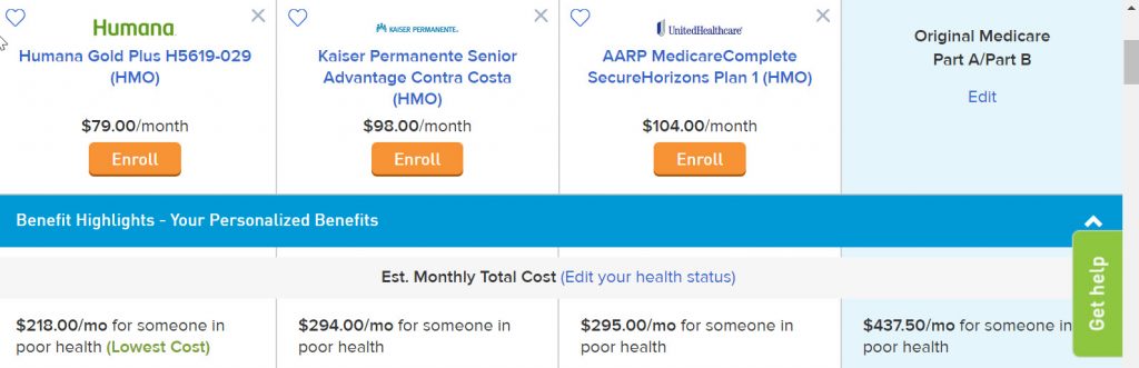 senior health care costs for poor health