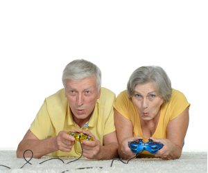 retirees playing video games